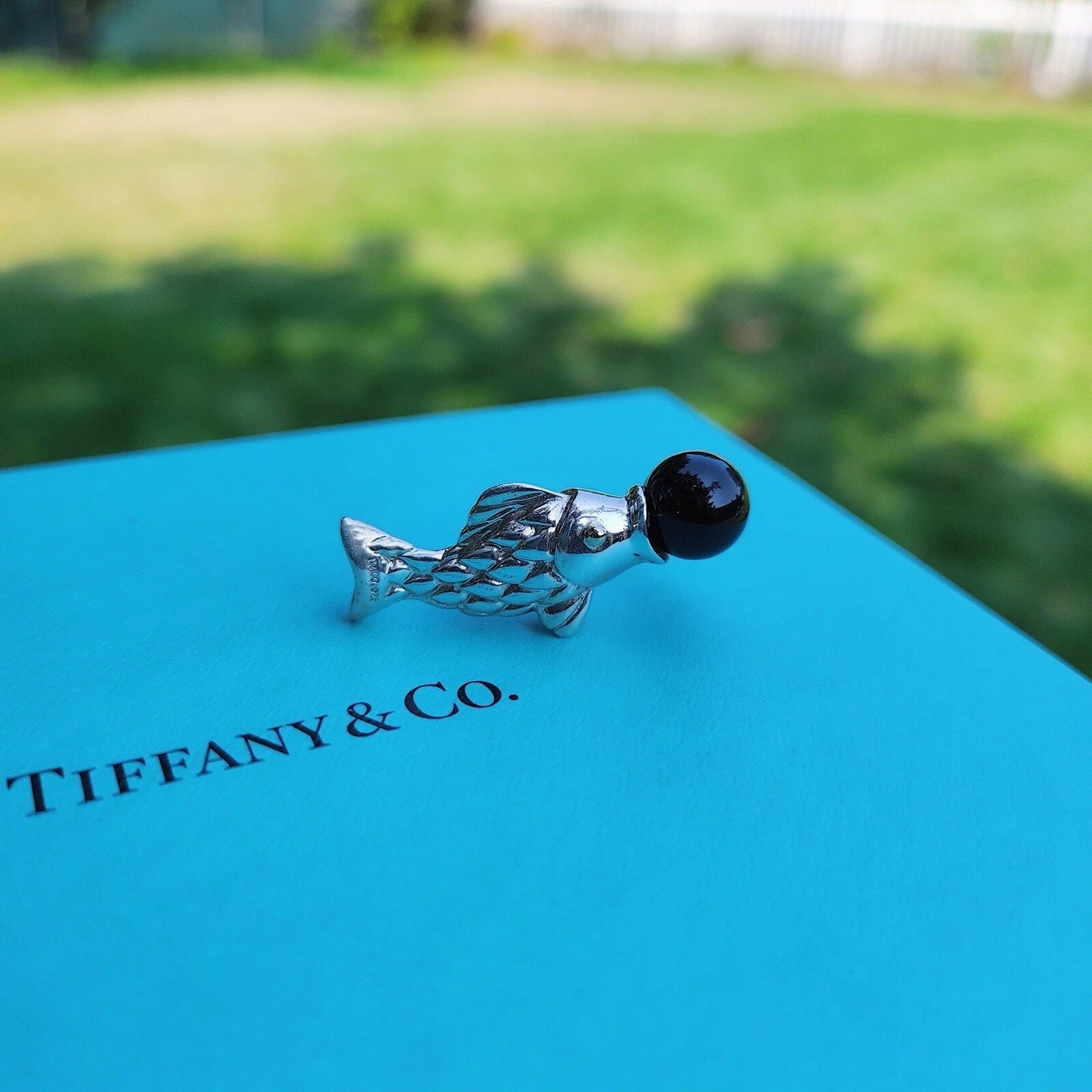RARE Vintage Tiffany & Co. Two-Tone 18k Gold Silver Onyx Koi Fish Earrings