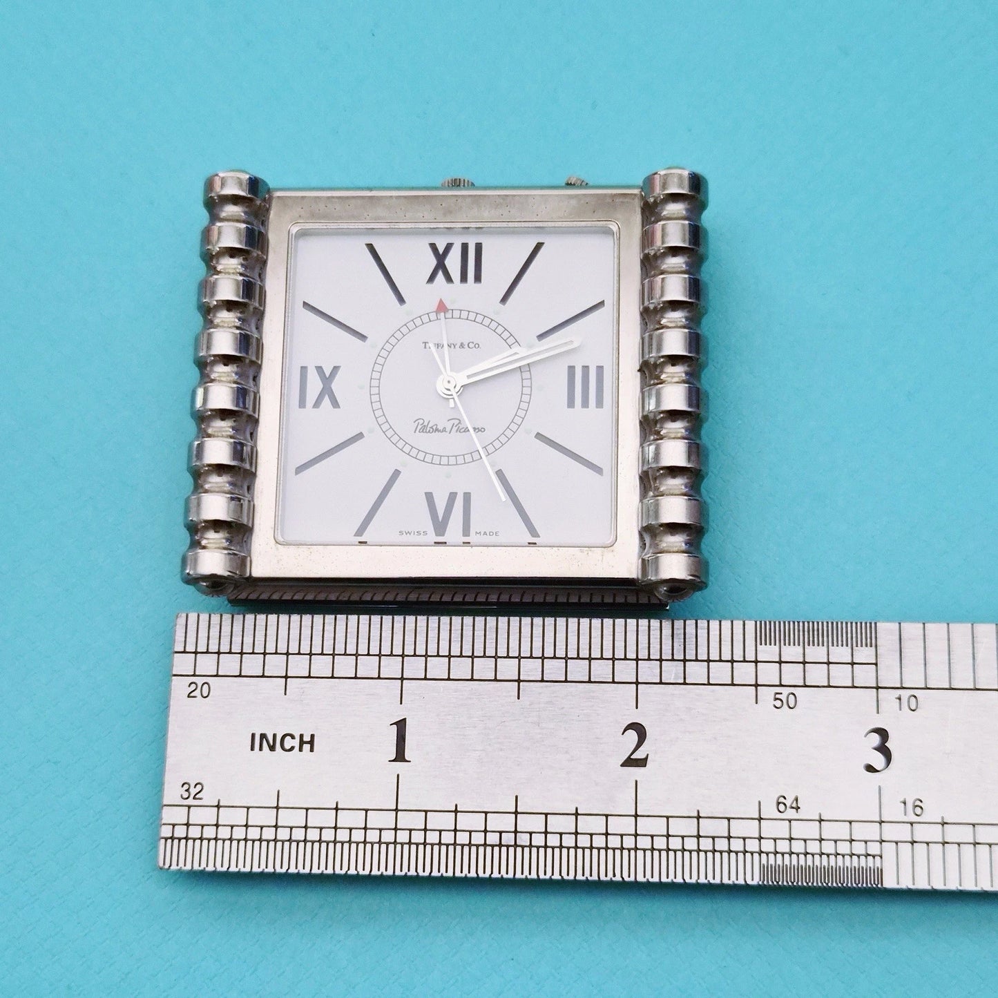 RARE Vintage Tiffany & Co Paloma Picasso Swiss Travel Desk Clock MCM Retro