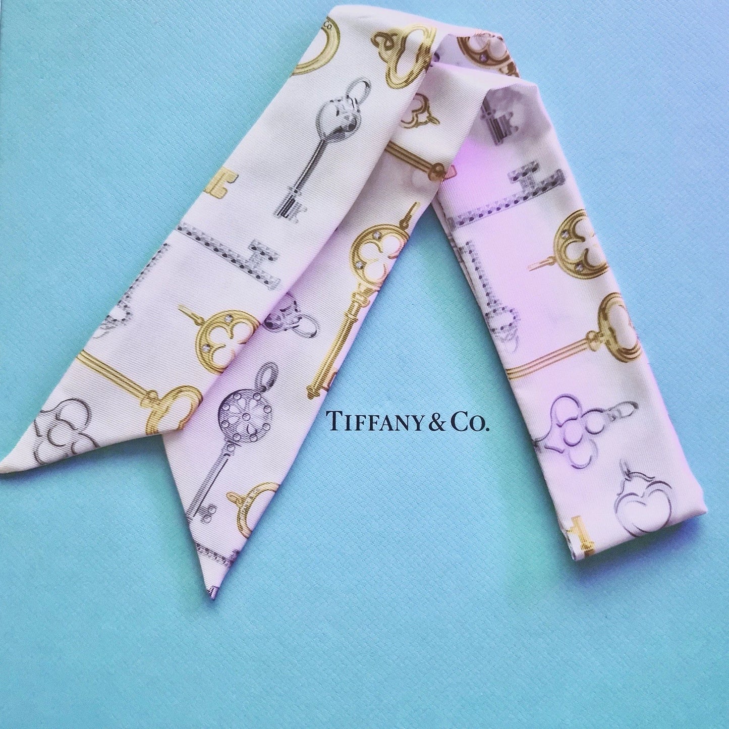 Authentic Retired Tiffany & Co. 100% Silk Ribbon Tilly Bandeau Scarf