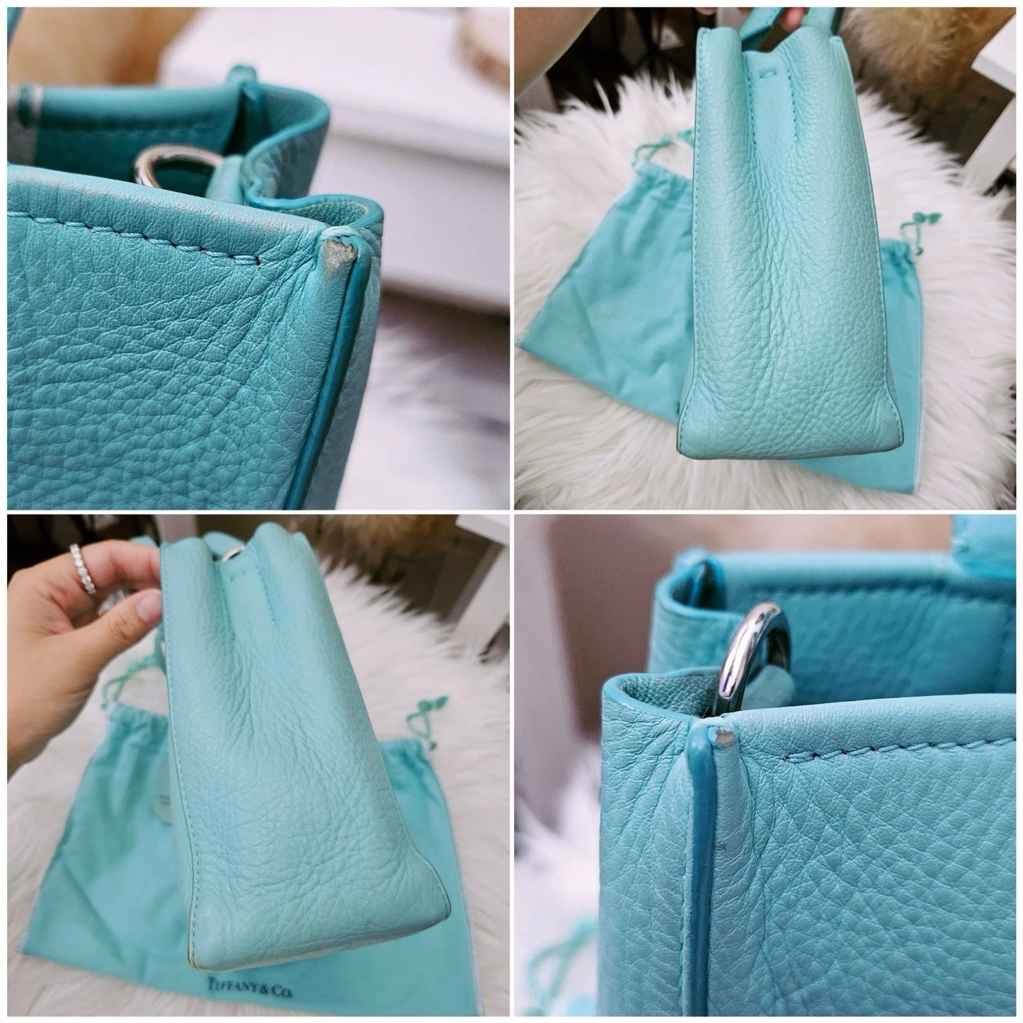Super RARE Tiffany & Co. Micro White Brushtroke Grain Calfskin Leather Tote Bag