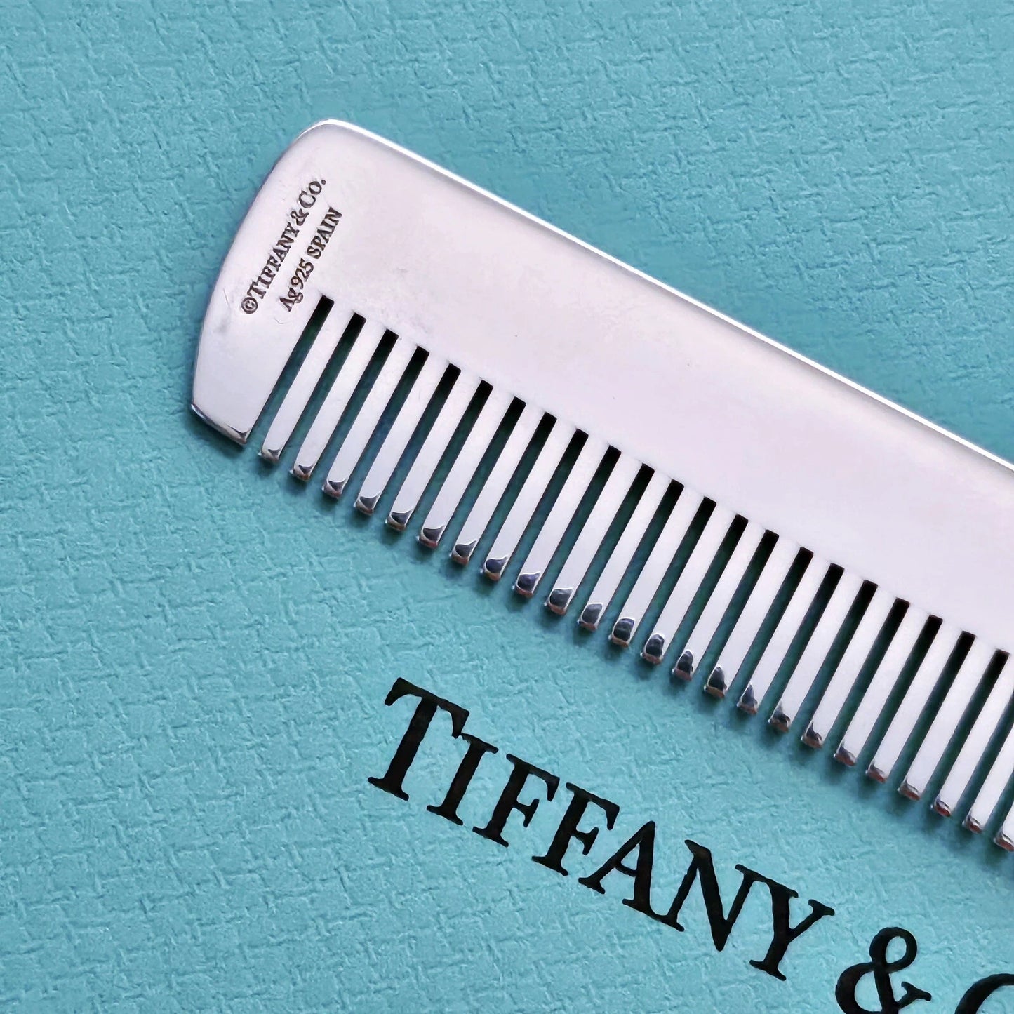 RARE Tiffany & Co. 1837 Baby Comb Sterling Silver With Blue Tassel