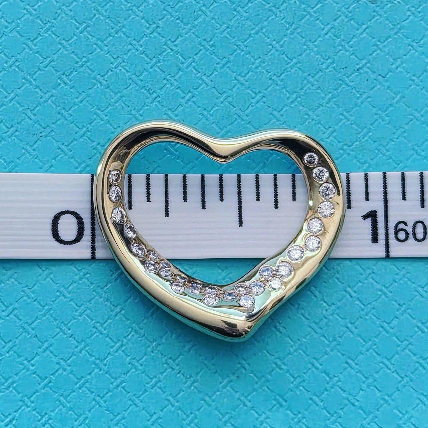 Tiffany & Co. Elsa Peretti 18K Gold Diamond Open Heart 29 Diamonds Pendant