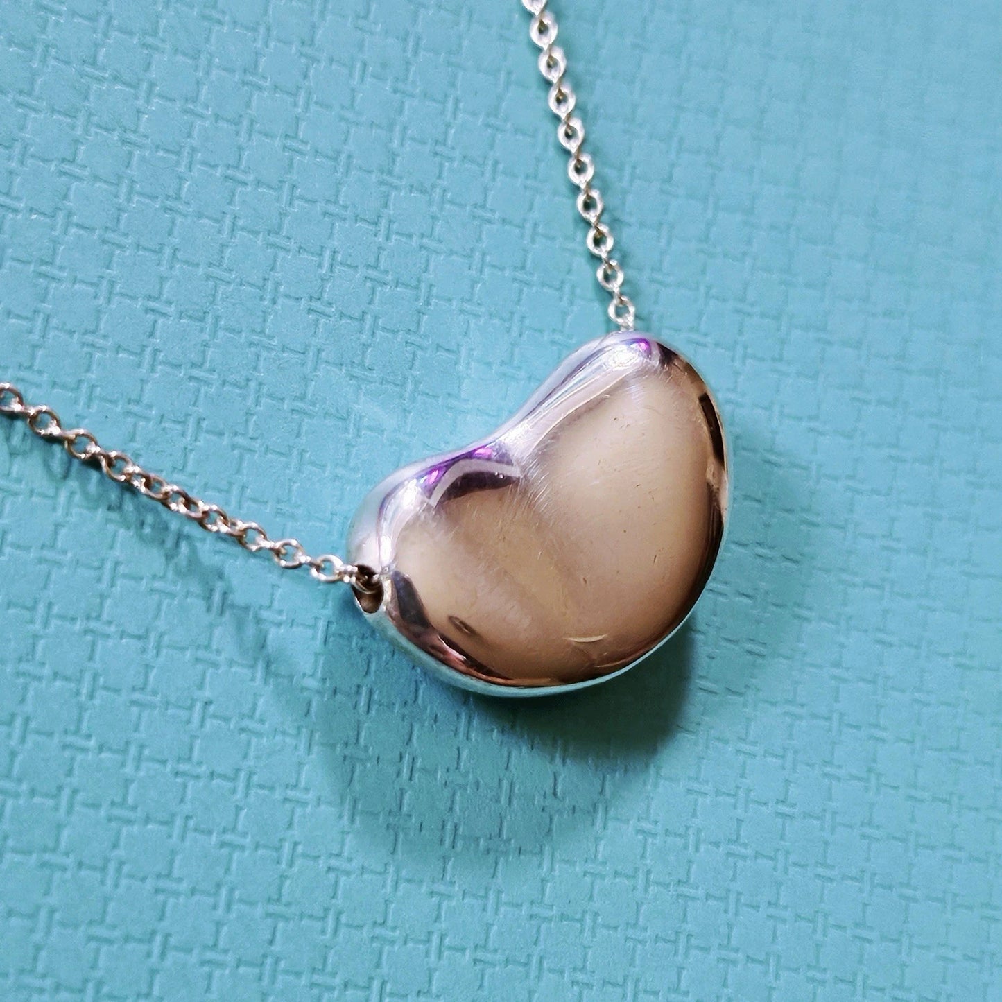 Vintage Tiffany & Co. Elsa Peretti Large 18mm Bean Silver Pendant Necklace 15”
