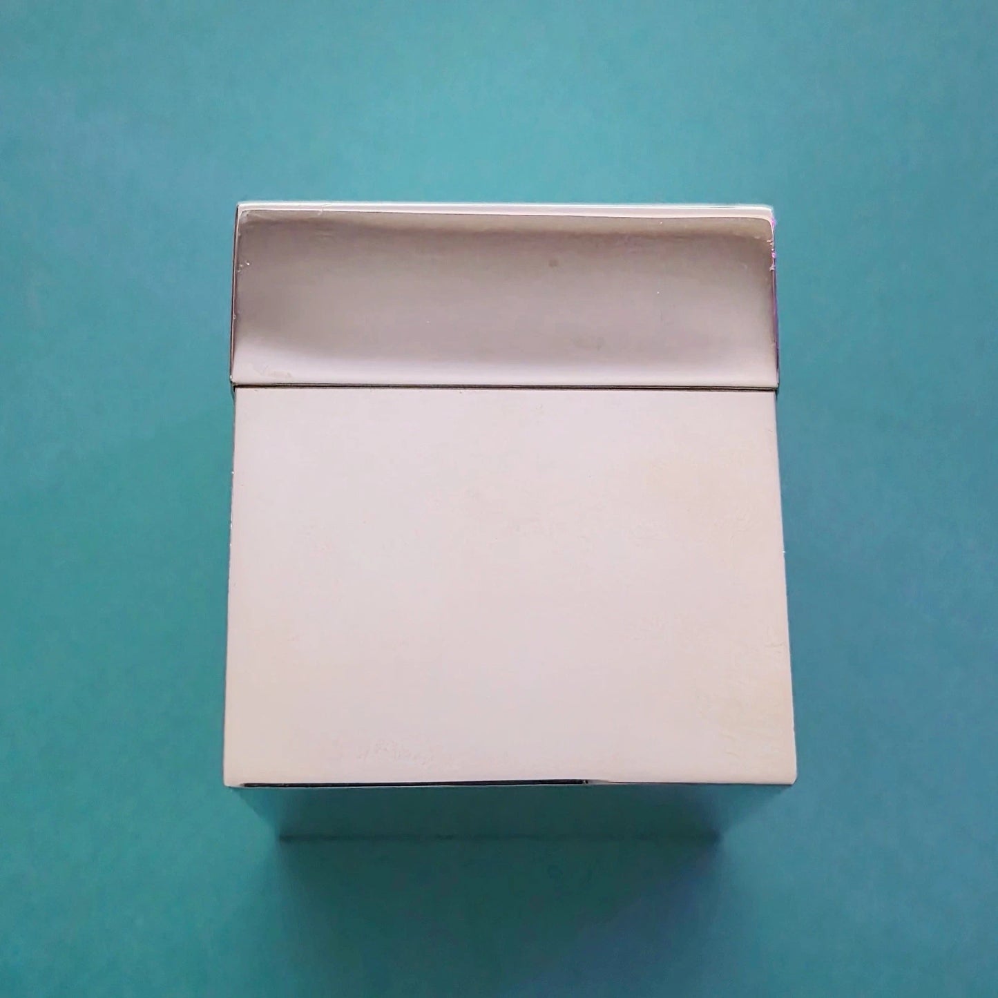 RARE Tiffany and Co. Enamel Lid Interior Sterling Silver Square Keepsake Box