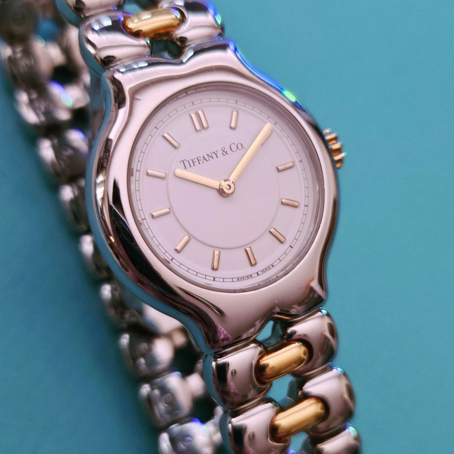 Vintage Tiffany & Co. TESORO 18k Yellow Gold Stainless Steel 2-Tone Quartz Watch