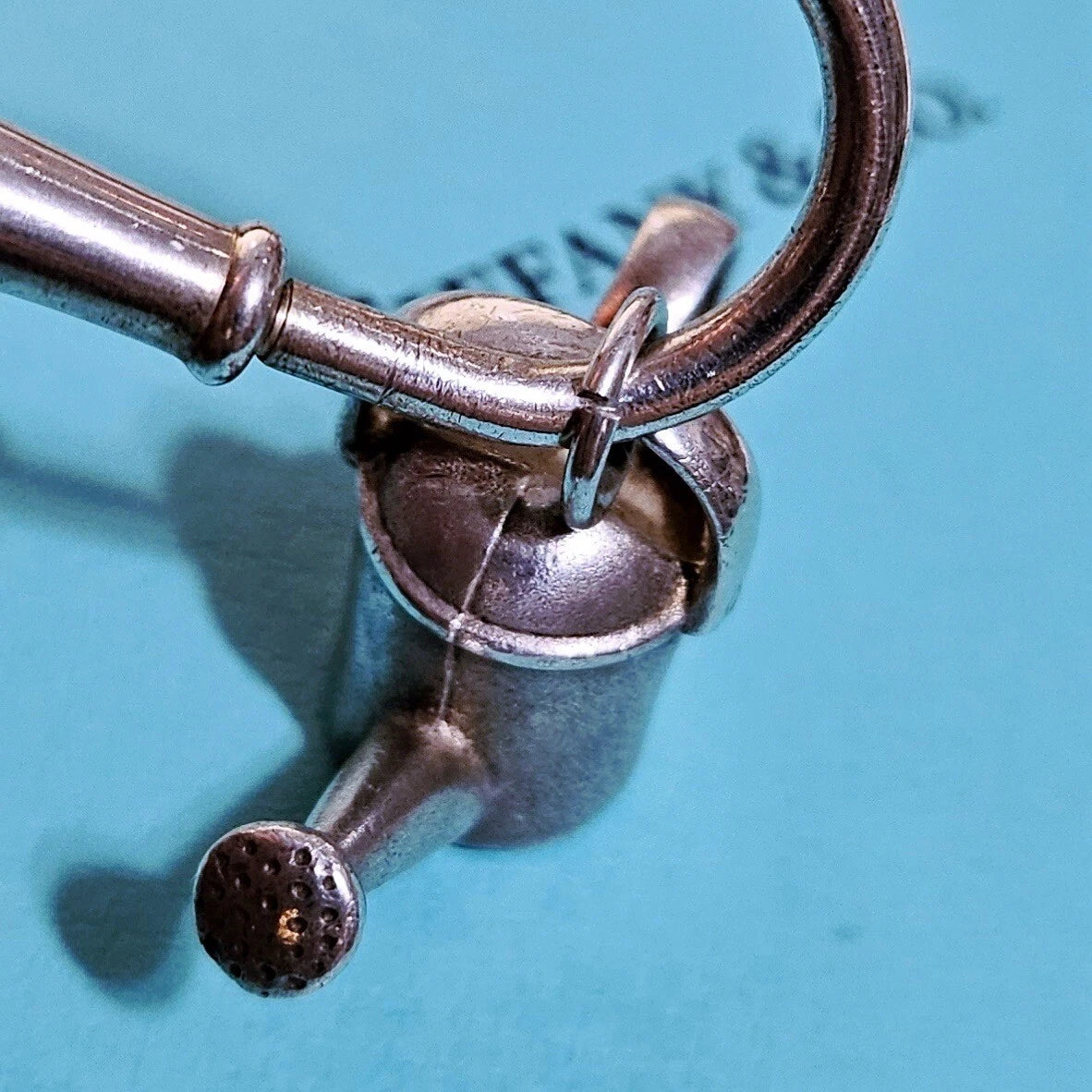 Extremely RARE Vintage Tiffany & Co. Watering Can Silver Charm Key Ring Keychain
