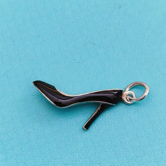 Tiffany & Co. Stiletto Black Blue Enamel High Heel Shoe Charm Pendant