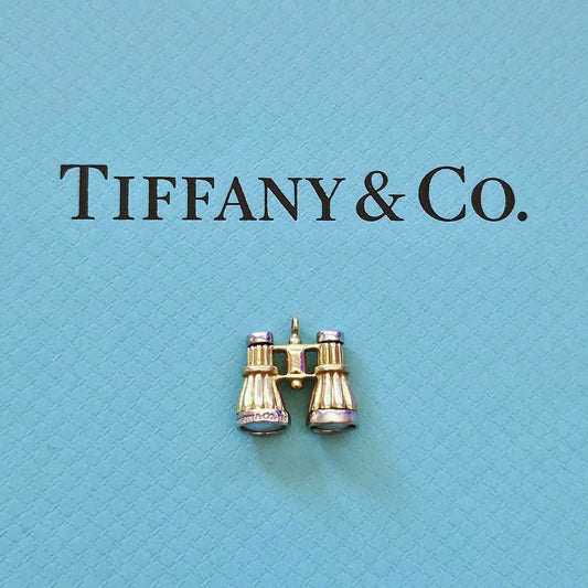 RARE Vintage Tiffany & Co. 18k Yellow Gold White Gold Binoculars Pendant Charm