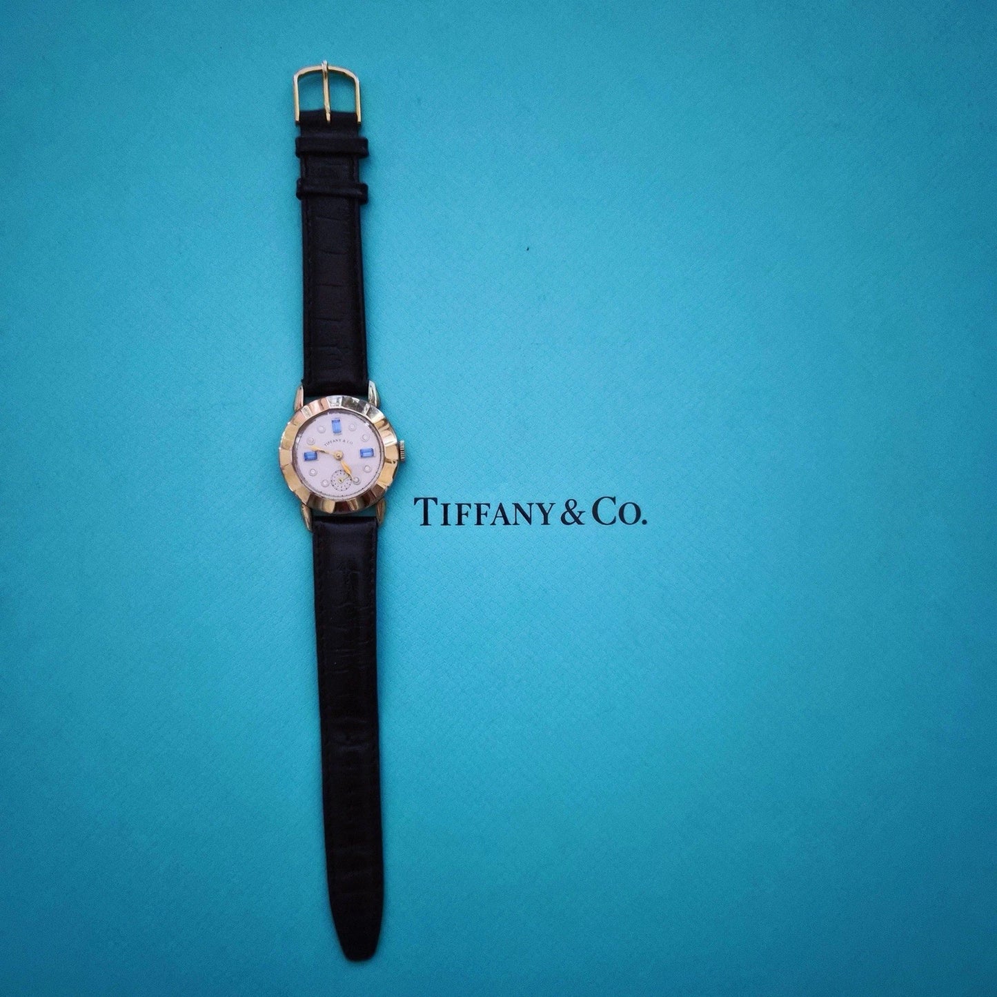 RARE Vintage Tiffany & Co. Manual Winding Watch Blue Sapphire Diamond For Parts
