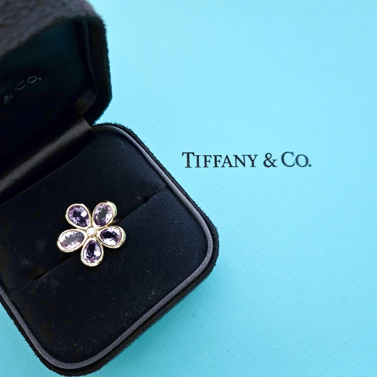 RARE Tiffany & Co. Amethyst Enchant Garden Flower Diamond Ring 18k Rose Gold Size 6