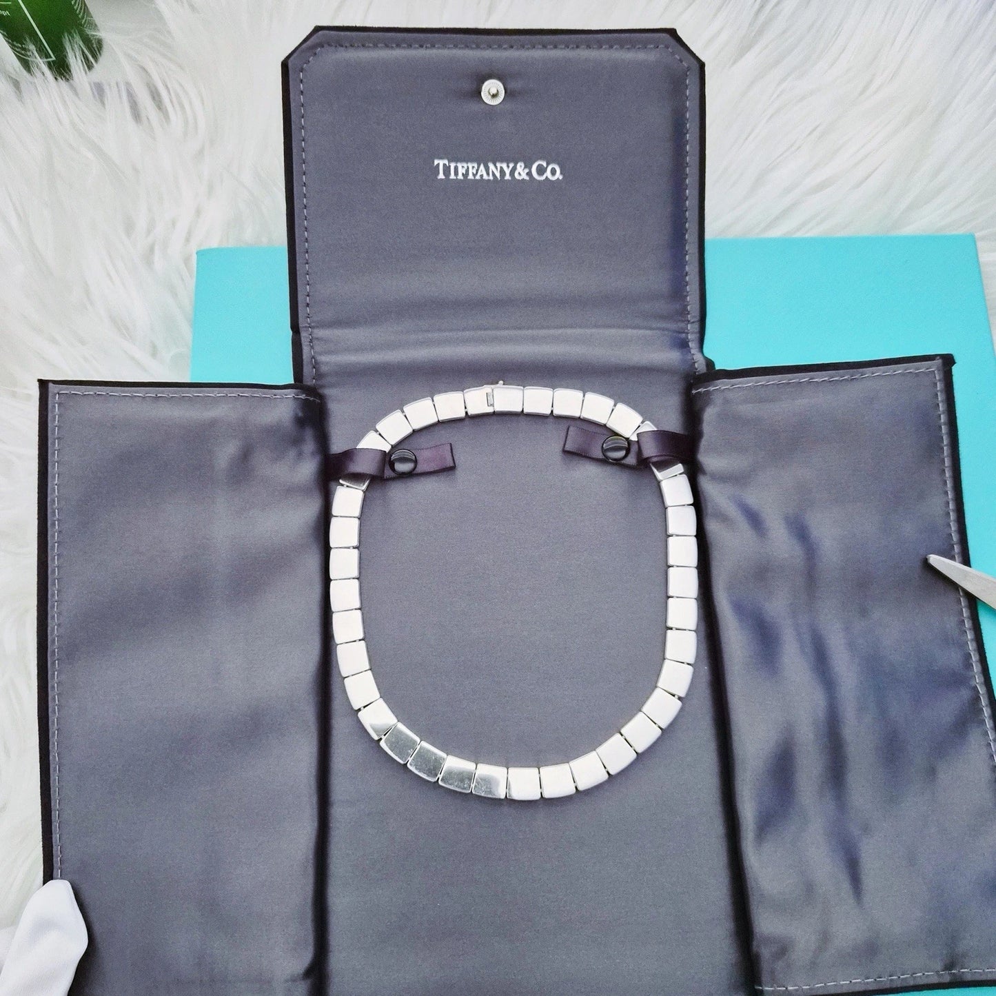 RARE Vintage 2002 Tiffany & Co. Tile Square Venetian Sterling Silver Necklace