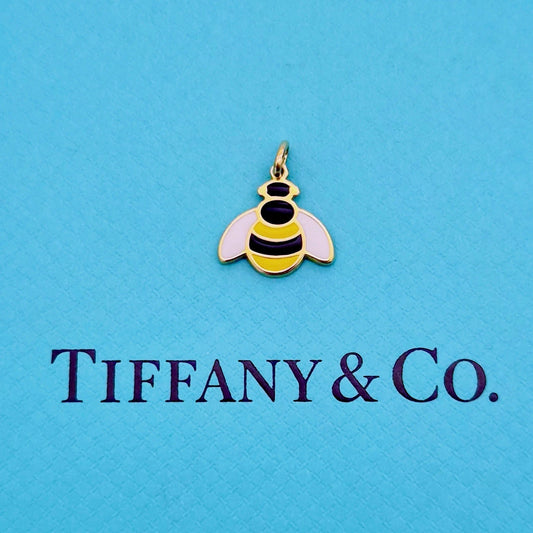 RARE Tiffany & Co. Bumble Bee Enamel 18k Yellow Gold Charm Pendant