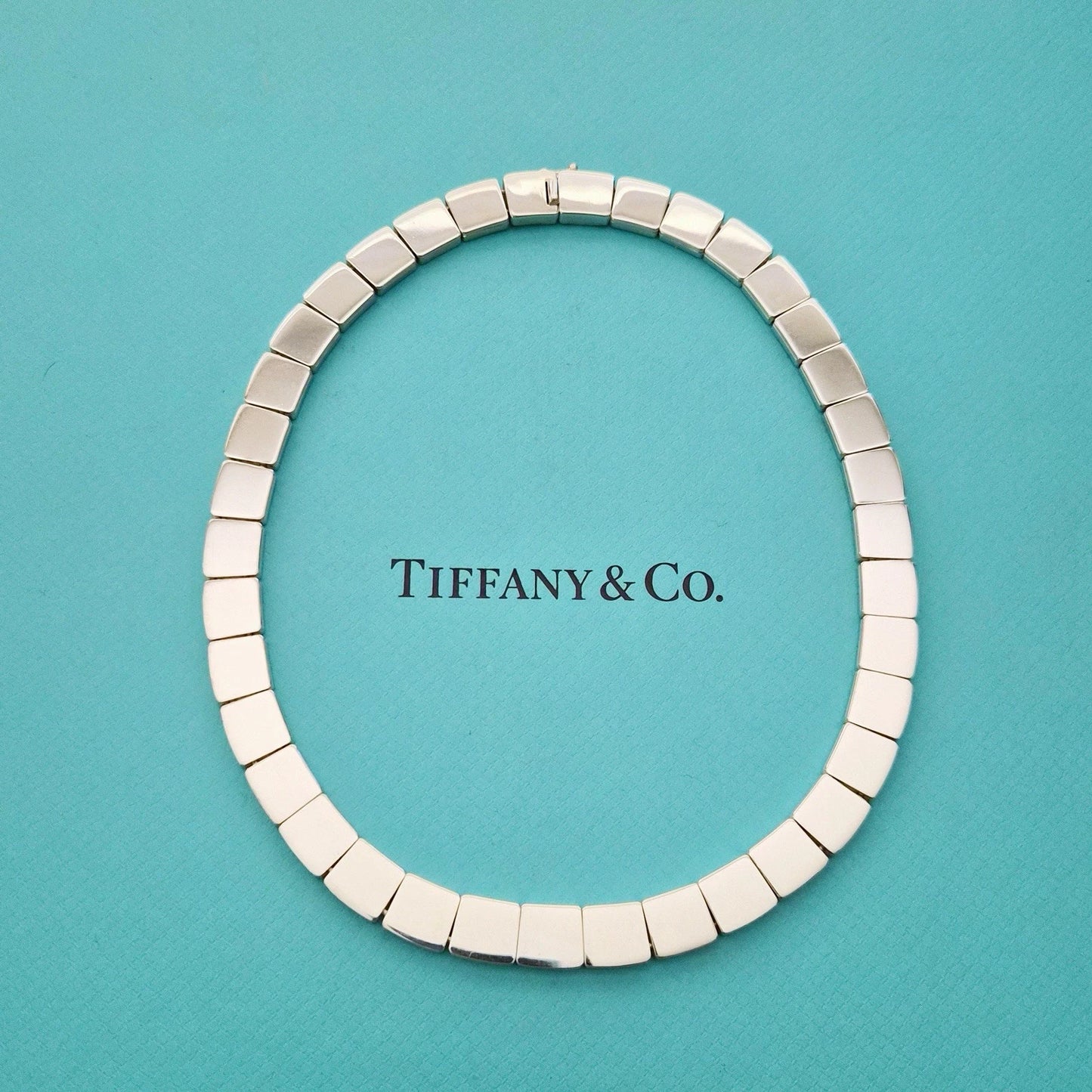 RARE Vintage 2002 Tiffany & Co. Tile Square Venetian Sterling Silver Necklace