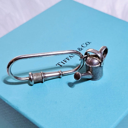 Extremely RARE Vintage Tiffany & Co. Watering Can Silver Charm Key Ring Keychain