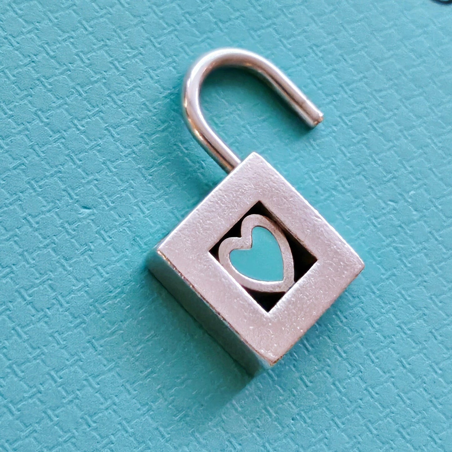 RARE Authentic Tiffany & Co Red Enamel Heart Lock Padlock Openable Charm