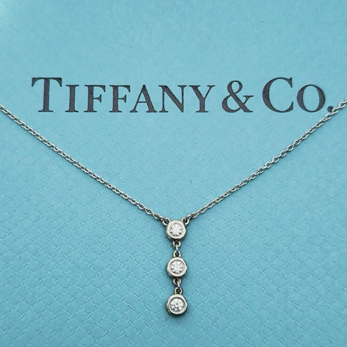 Tiffany & Co. Elsa Peretti 3 Diamonds by the Yard Drop Sterling Silver Necklace