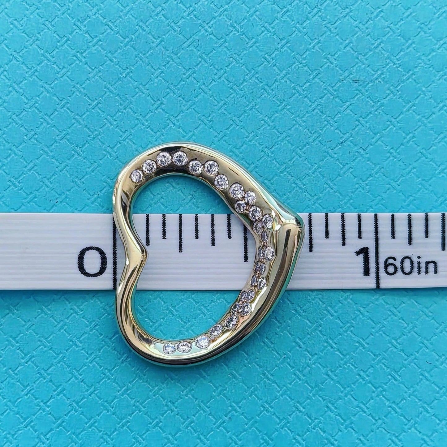 Tiffany & Co. Elsa Peretti 18K Gold Diamond Open Heart 29 Diamonds Pendant