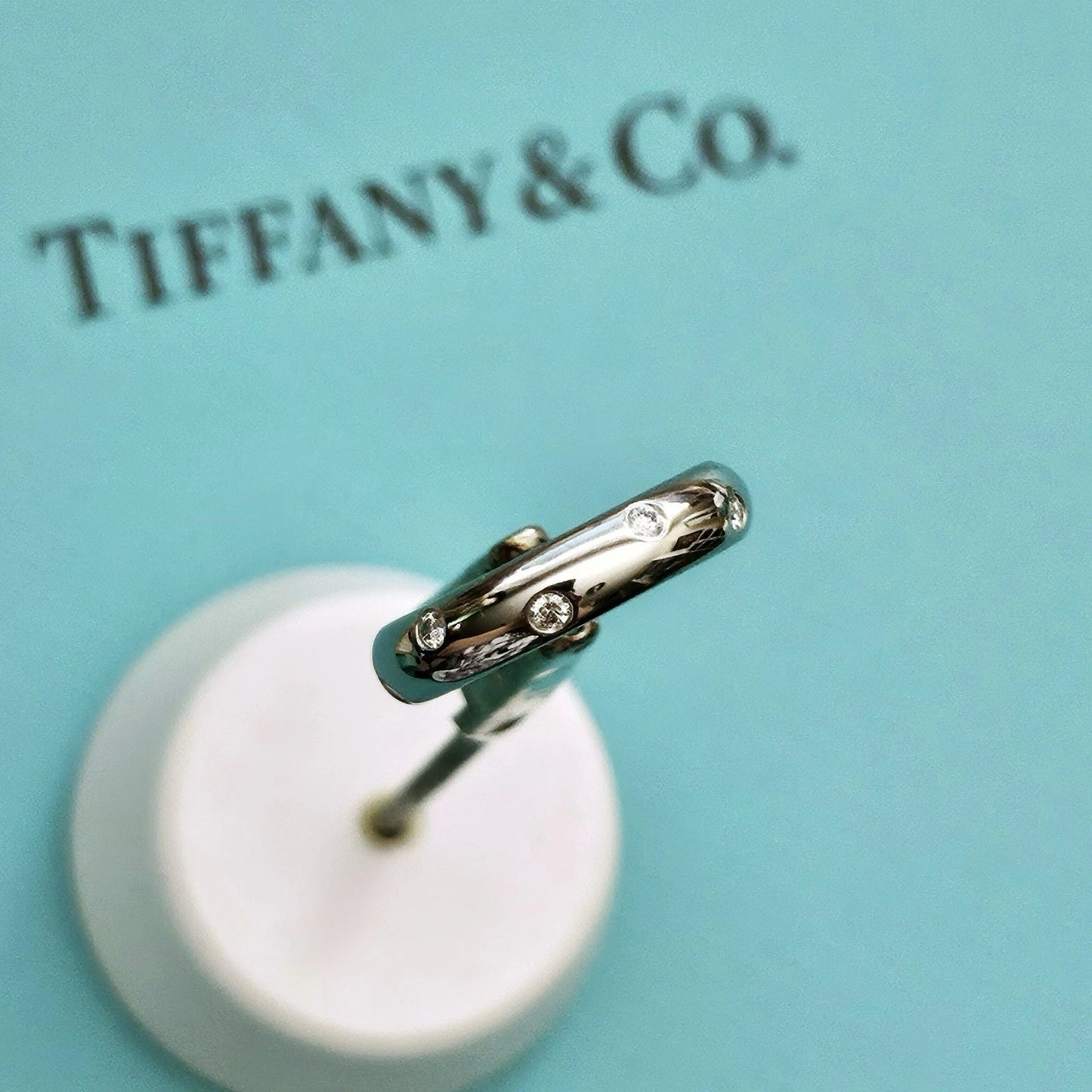 $3,300 Tiffany & Co. Etoile Platinum Diamond 4mm Wedding Anniversary Band Ring