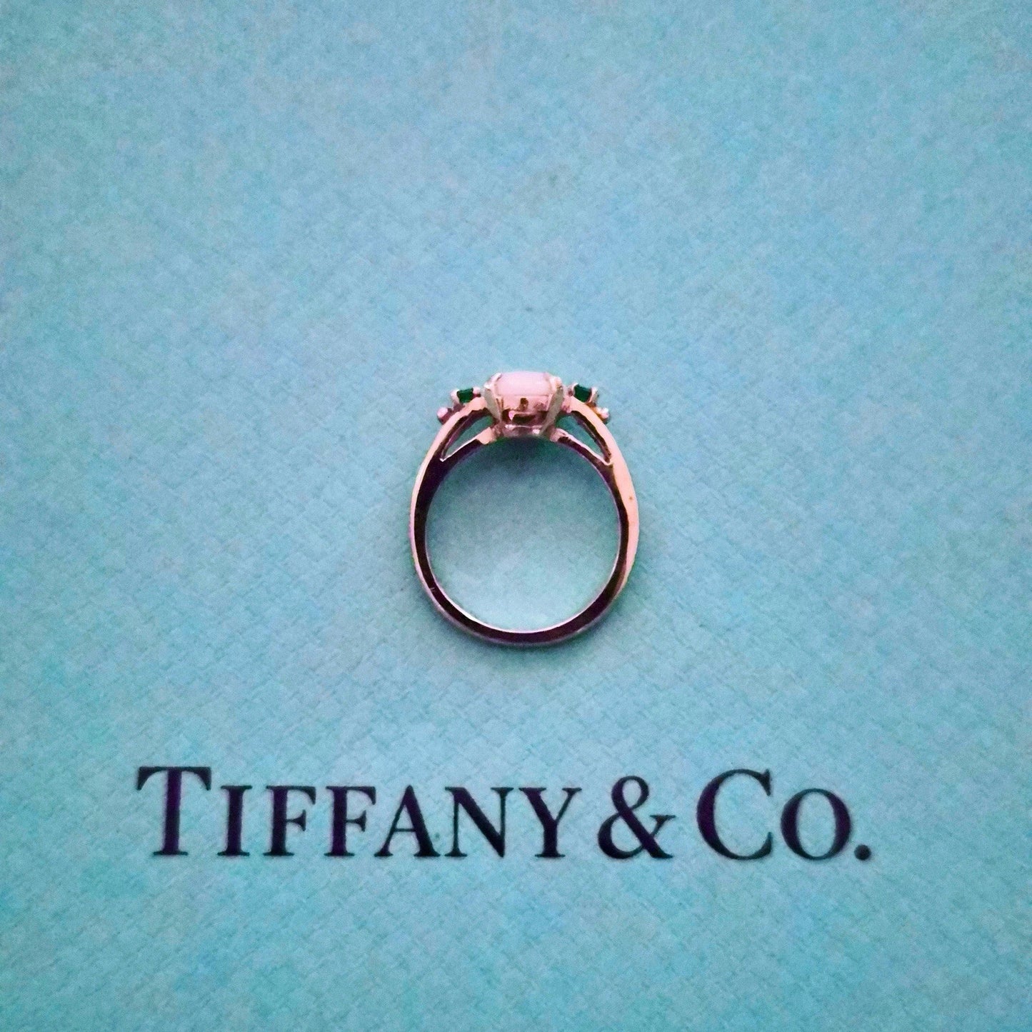 RARE Vintage Tiffany & Co. Opal Emerald Ring 14k Yellow Gold Oval Cabochon Ring