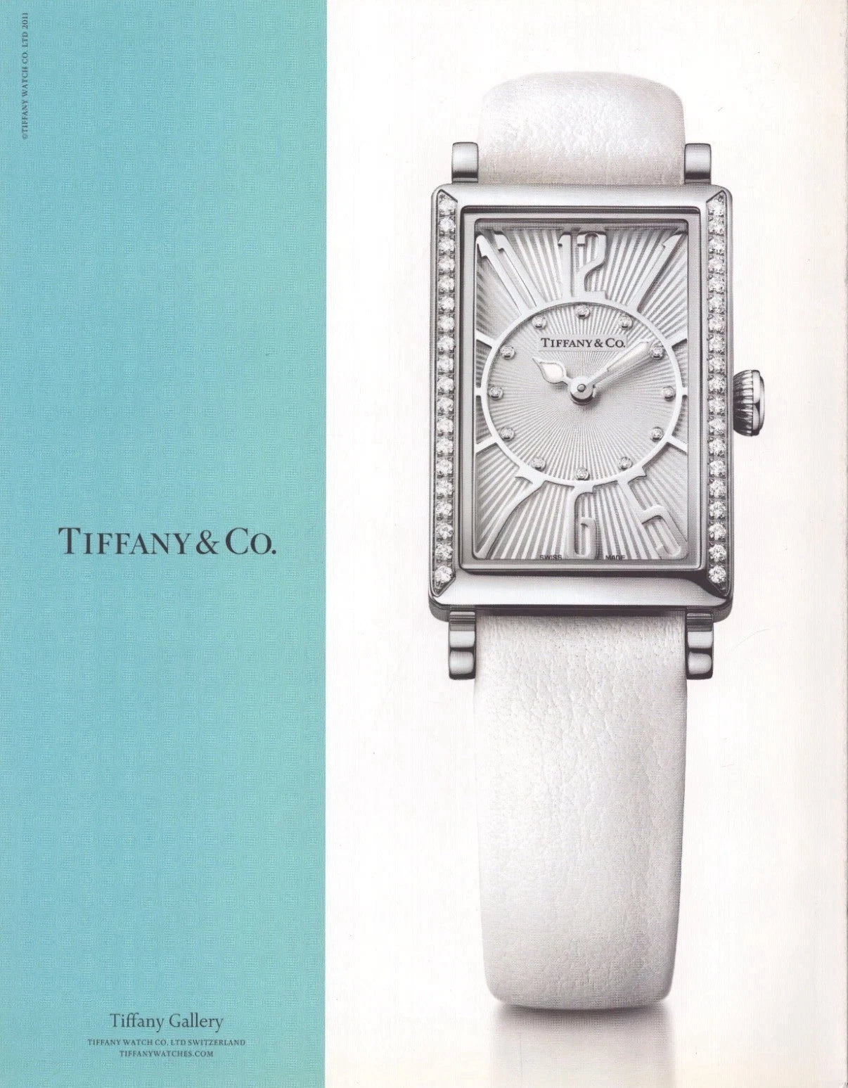 RARE Tiffany & Co. Gallery Diamond Dial Rectangle Tank Wrist Watch T3968