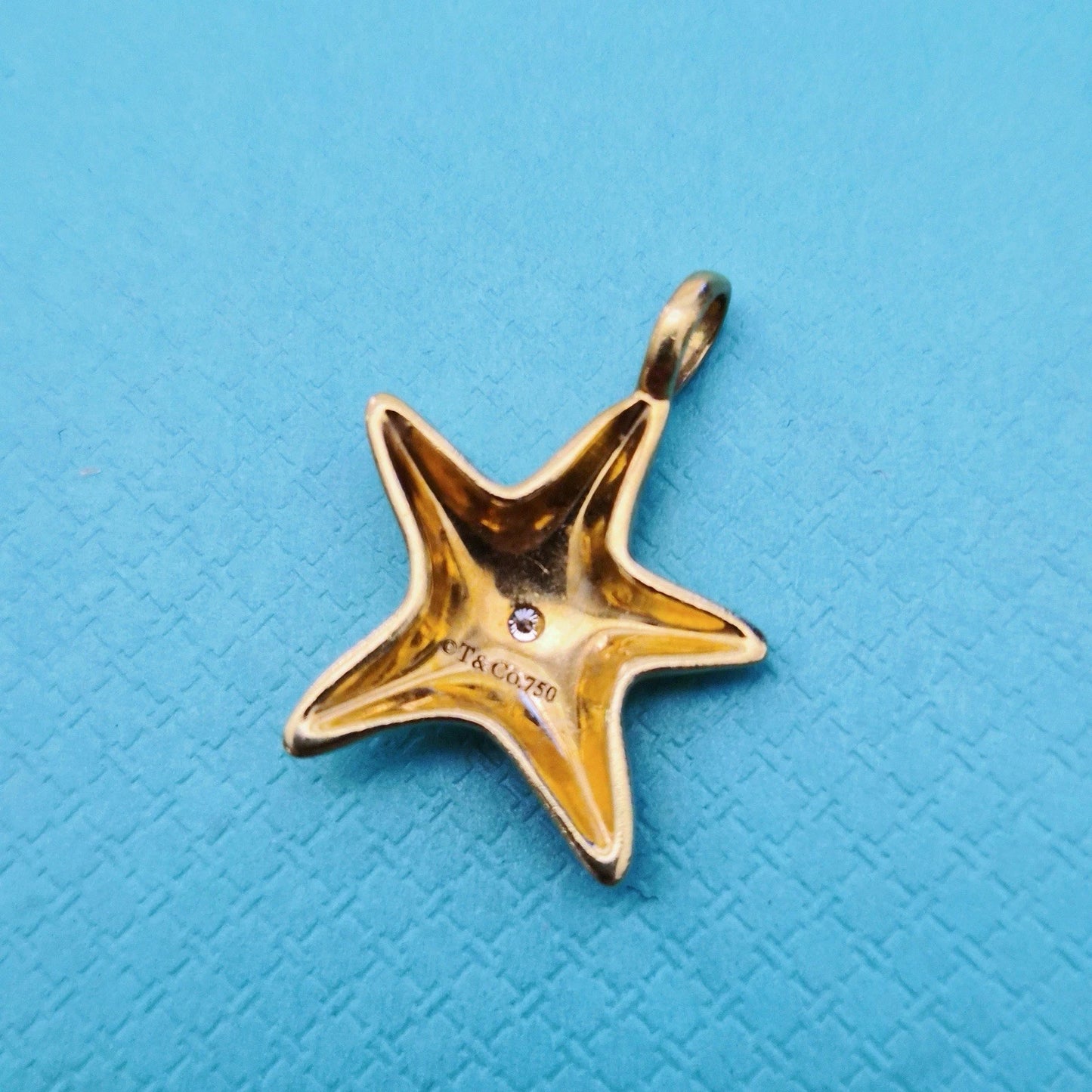 RARE Tiffany & Co. Starfish Diamond 18K Yellow Gold Charm Pendant