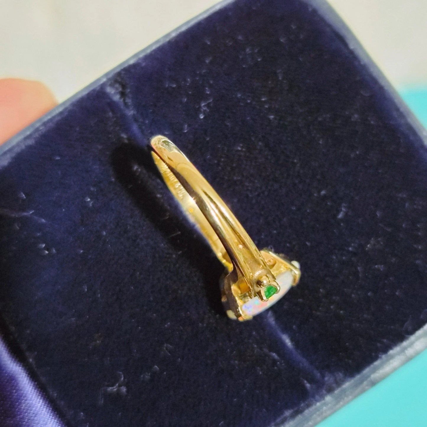 RARE Vintage Tiffany & Co. Opal Emerald Ring 14k Yellow Gold Oval Cabochon Ring