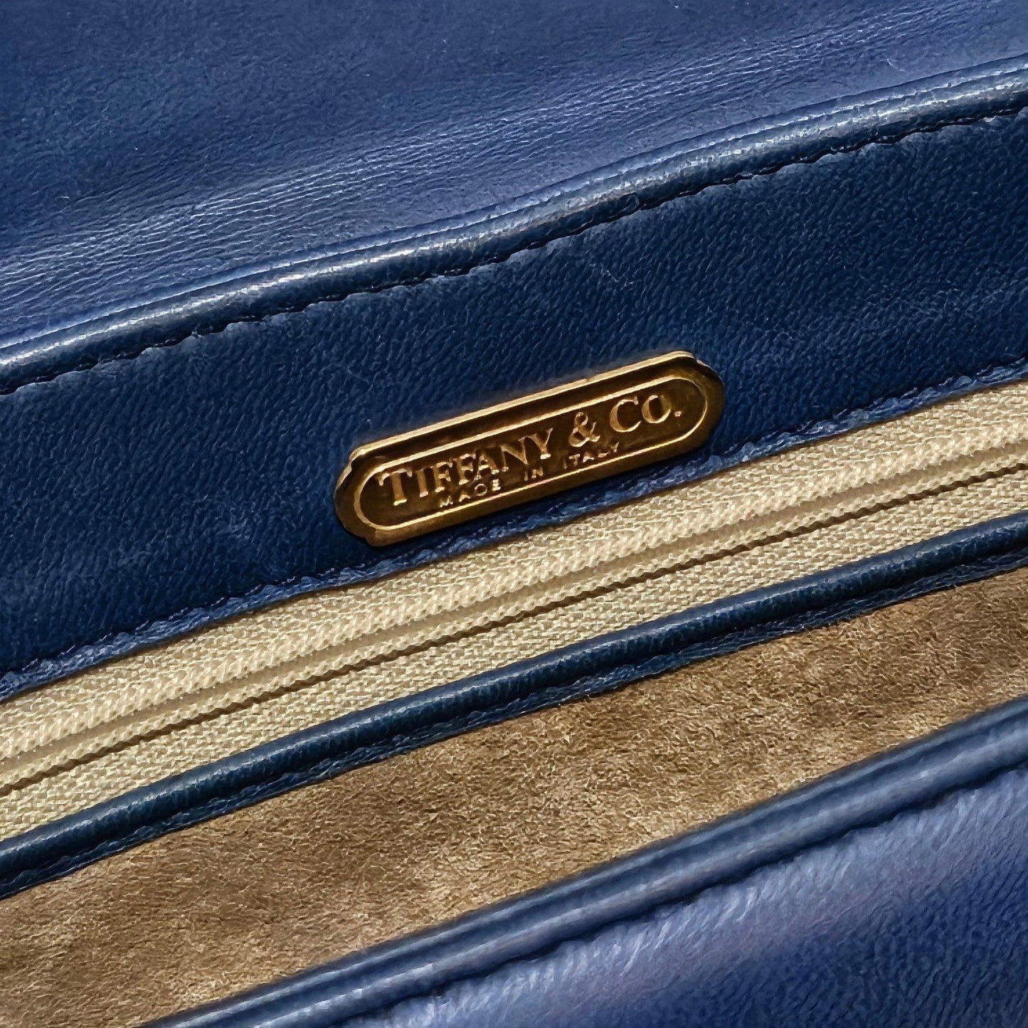 Vintage Tiffany & Co. 2-Way Suede Blue Genuine Leather Crossbody Handbag Bag