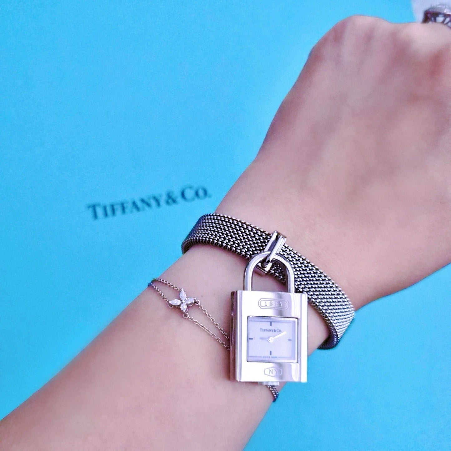 Tiffany & Co. 1837 Padlock Watch Stainless Steel Stretch Bracelet Wristwatch