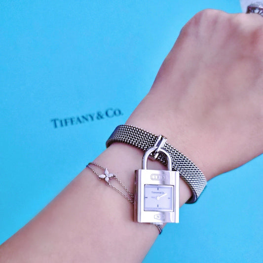 Tiffany & Co. 1837 Padlock Watch Stainless Steel Stretch Bracelet Wristwatch