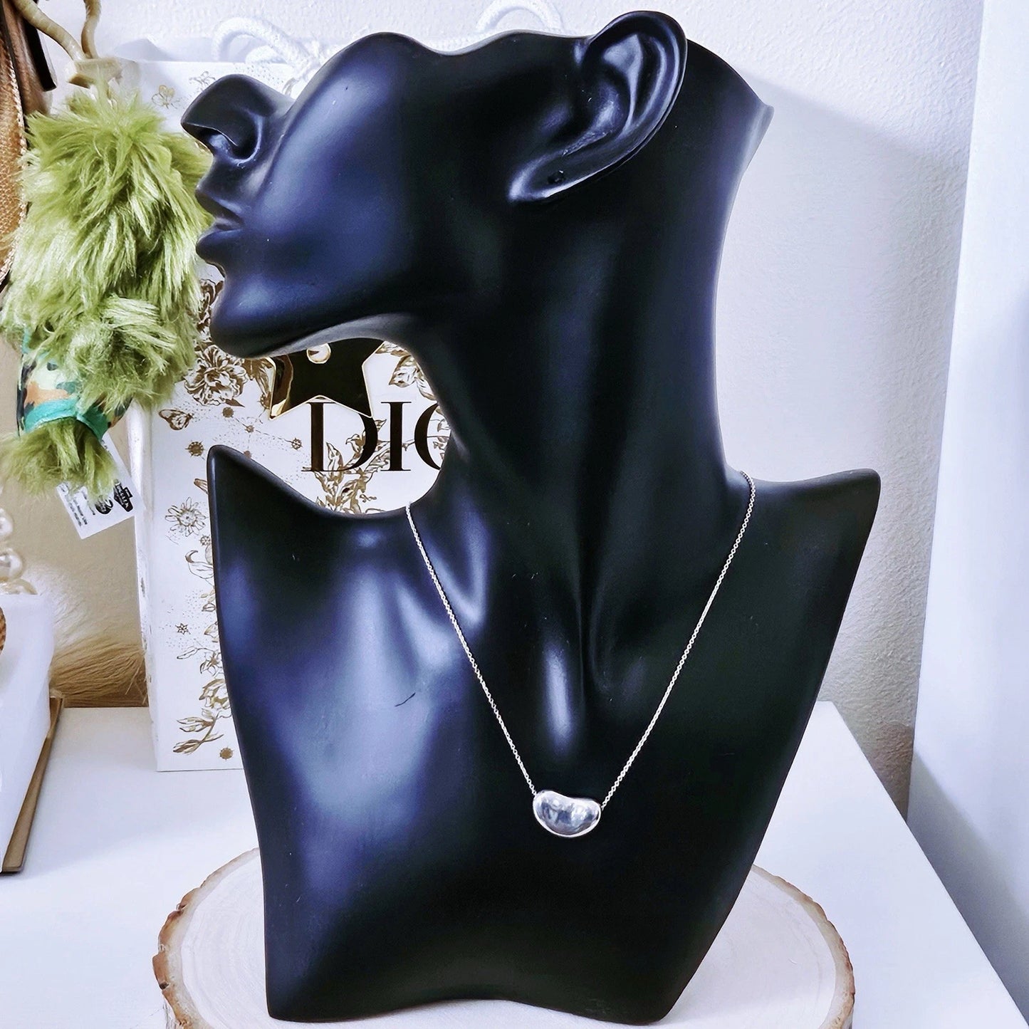 Vintage Tiffany & Co. Elsa Peretti Large 18mm Bean Silver Pendant Necklace 15”