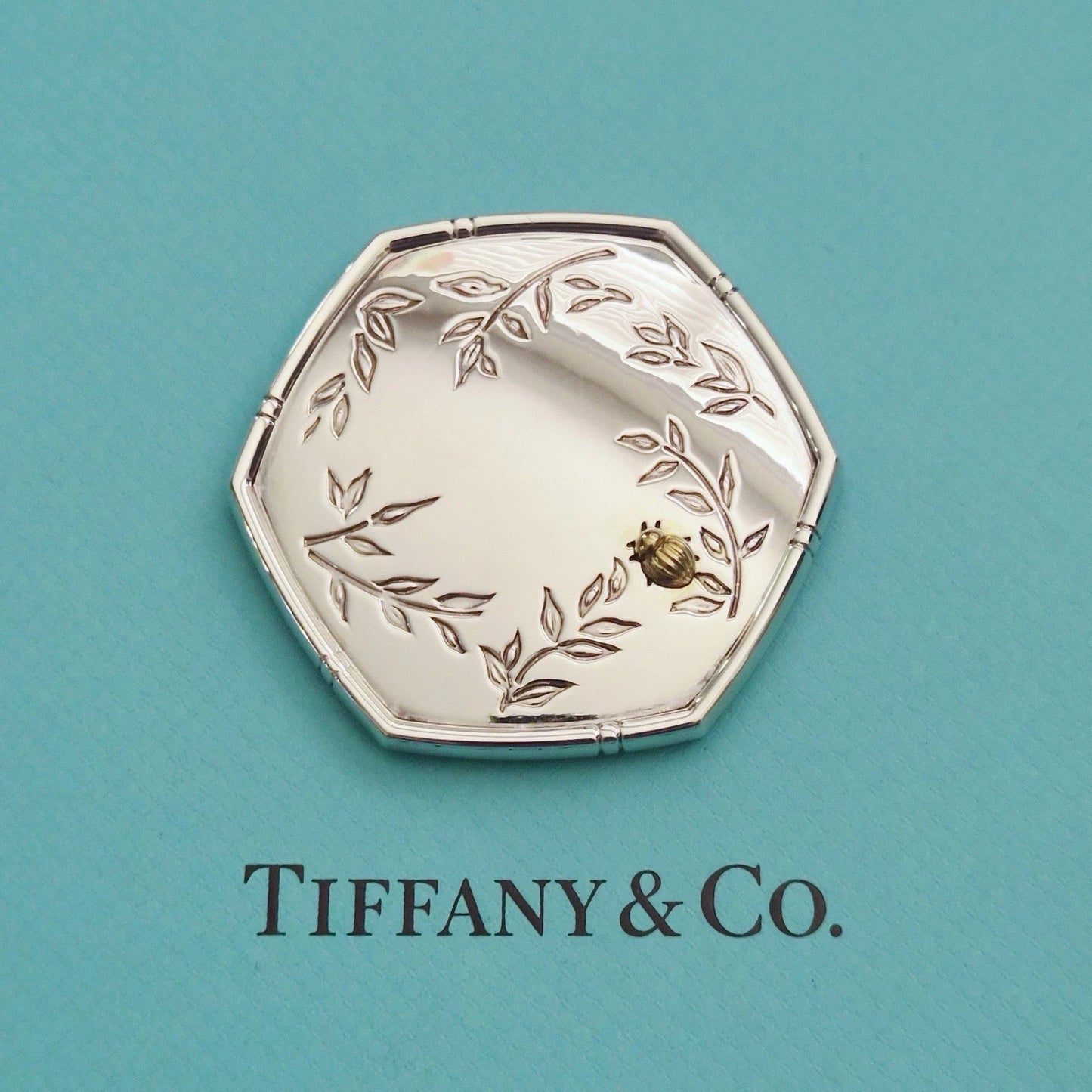 Vintage 2002 Tiffany & Co. 18k Rose Gold Ladybug Silver Compact Mirror