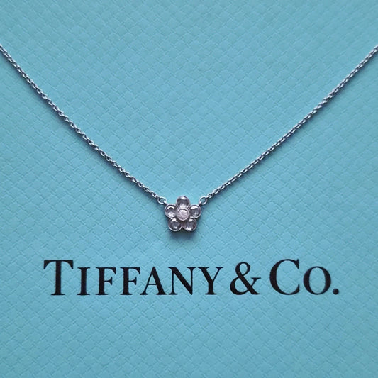 Tiffany & Co. Enchant Mini Diamond Flower Garden Platinum Pendant Necklace