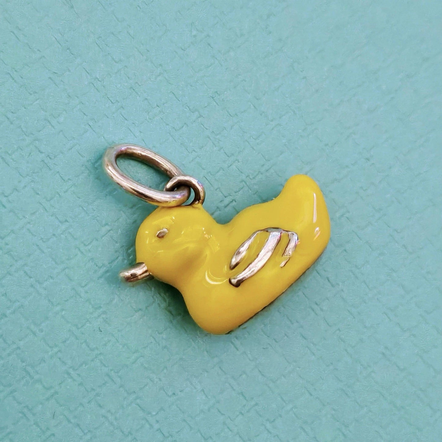 RARE Tiffany & Co. Yellow Enamel Rubber Duck Sterling Silver Charm Pendant