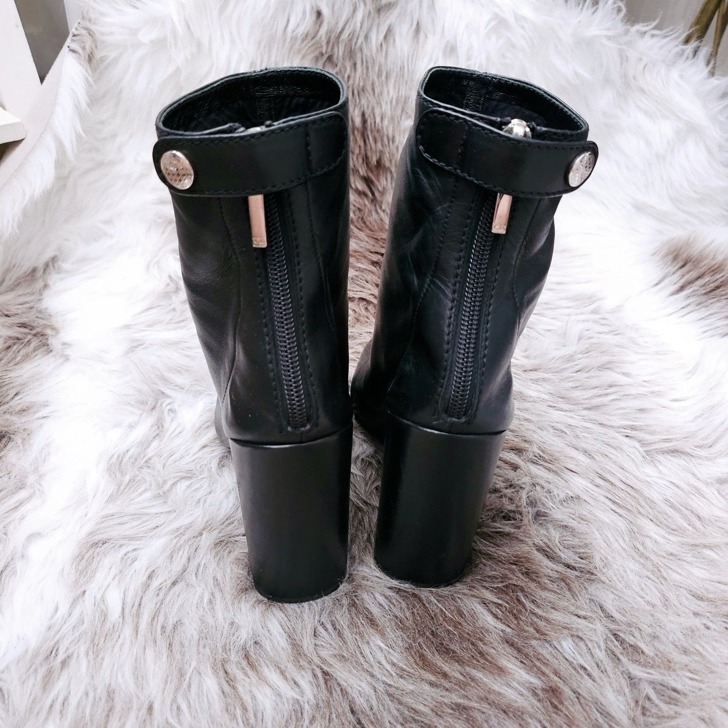RARE Vintage Christian Dior Black Leather Ankle Boots Women Size 36