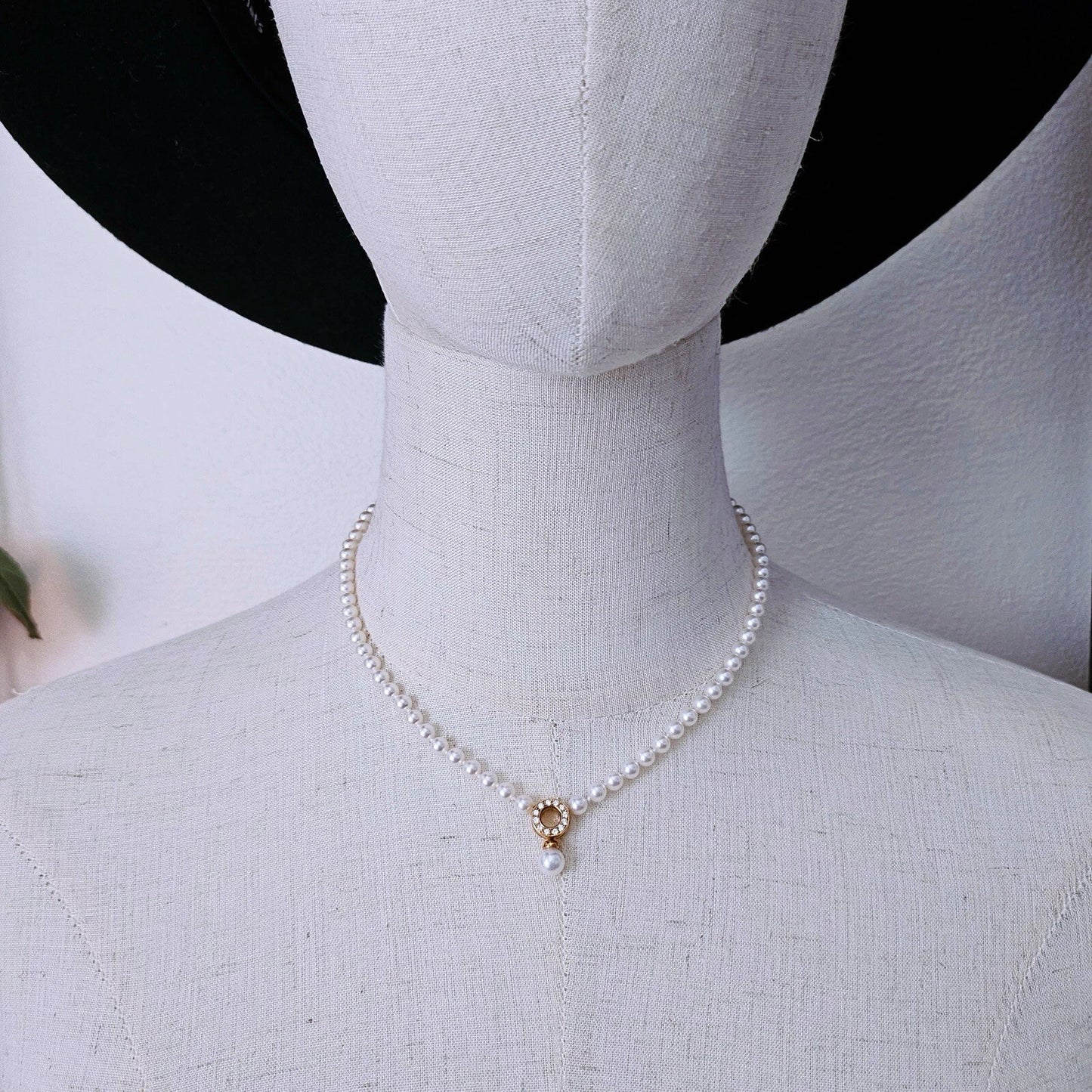 RARE Vintage Tiffany & Co. 18k Diamond Akoya Pearl Door Knocker Drop Necklace