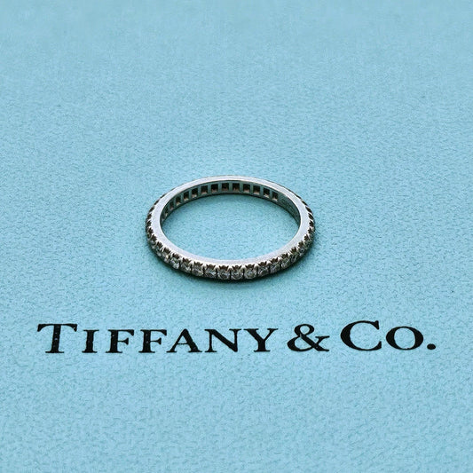 $4,900 Tiffany & Co. Soleste FULL Eternity Diamond Platinum Wedding Ring Band