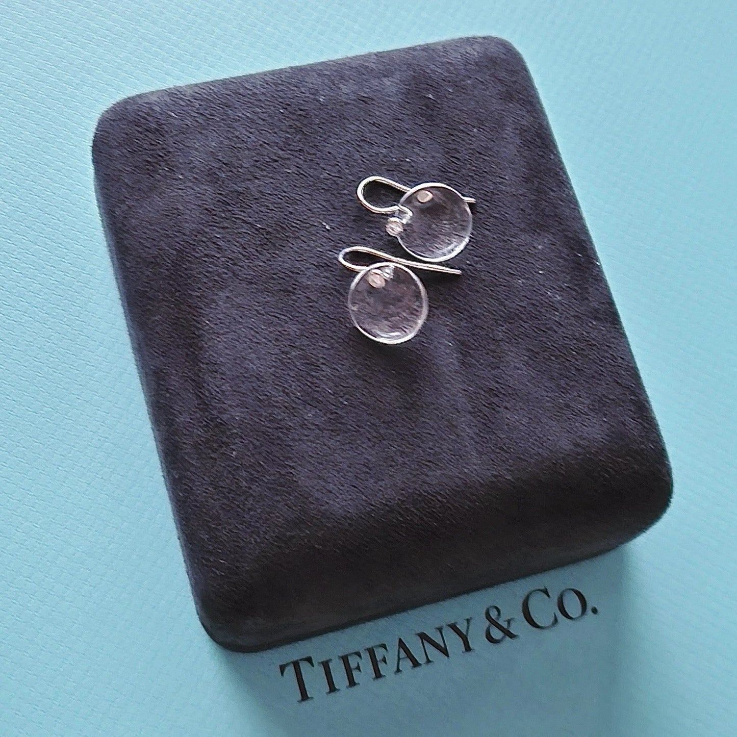 RARE Tiffany & Co. Elsa Peretti Platinum Diamond Rock Crystal Drop Earrings