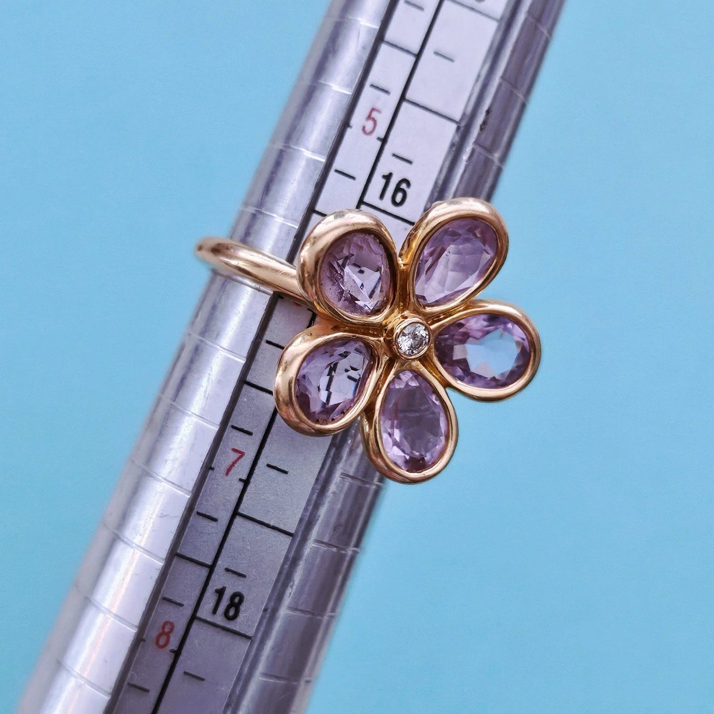 RARE Tiffany & Co. Amethyst Enchant Garden Flower Diamond Ring 18k Rose Gold Size 6