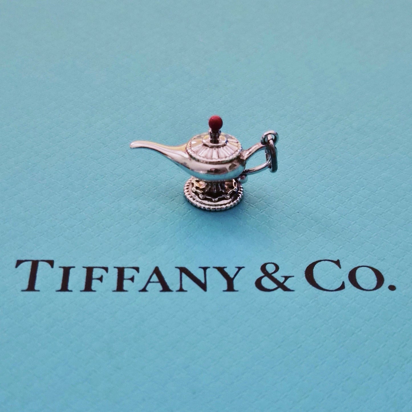 RARE Tiffany & Co. Paloma Picasso Red Enamel Genie Lamp Silver Charm Pendant
