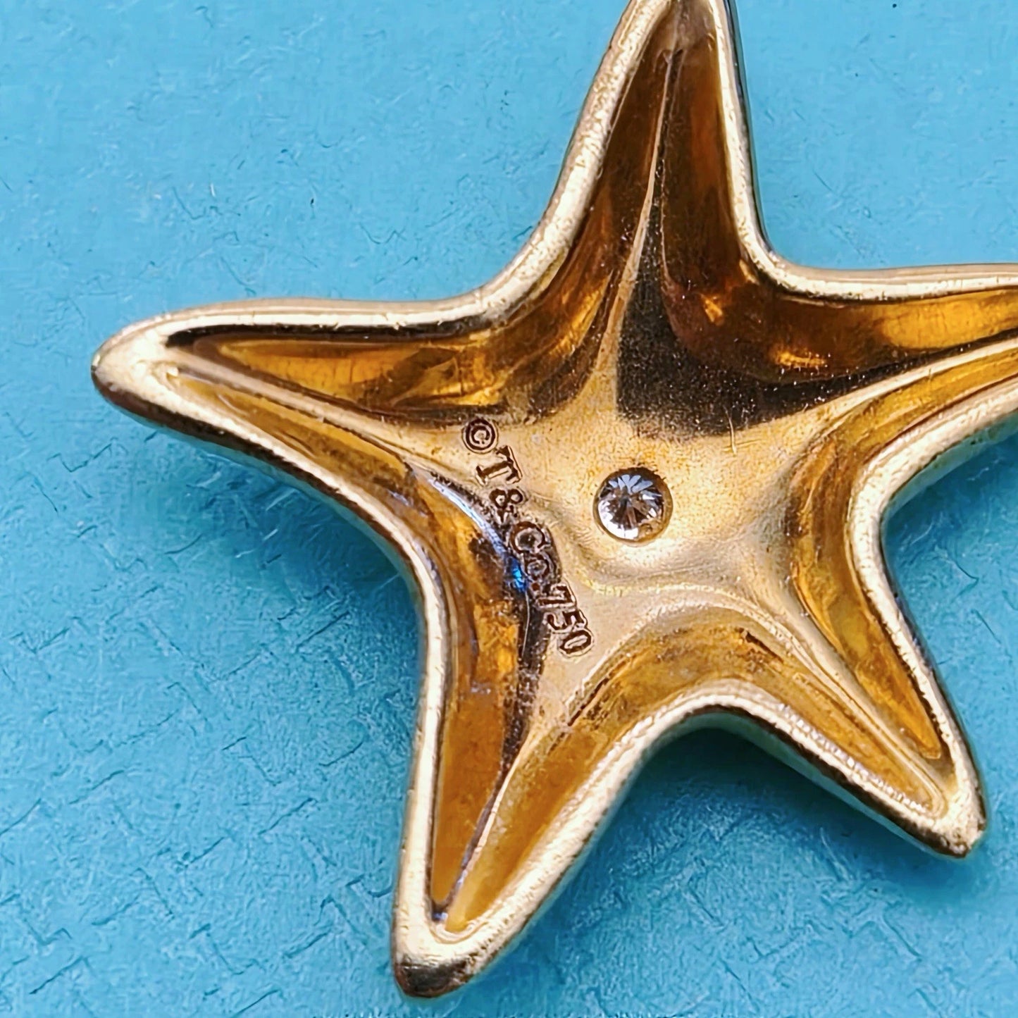 RARE Tiffany & Co. Starfish Diamond 18K Yellow Gold Charm Pendant