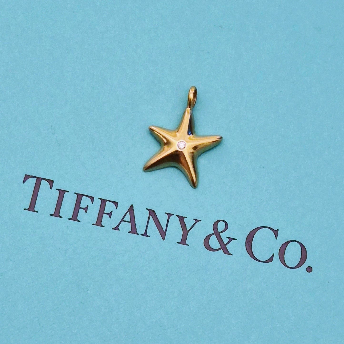 RARE Tiffany & Co. Starfish Diamond 18K Yellow Gold Charm Pendant