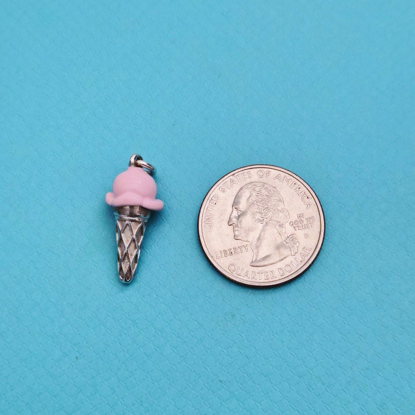 RARE Tiffany & Co. Pink Enamel Ice-cream Cone Sterling Silver Charm Pendant