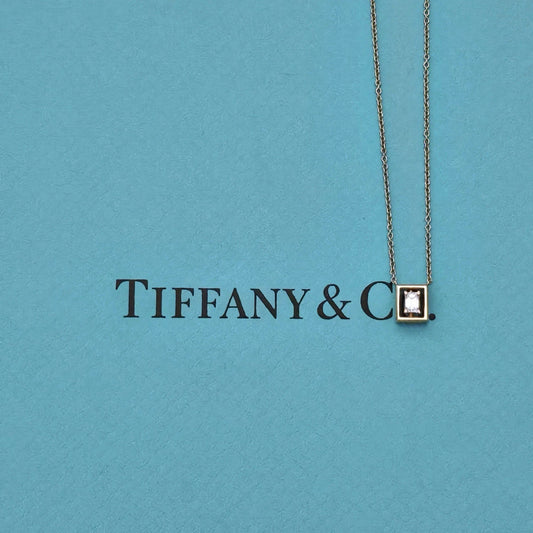 RARE Tiffany & Co. 18k Rose Gold Jewel Box Emerald Cut Diamond Necklace