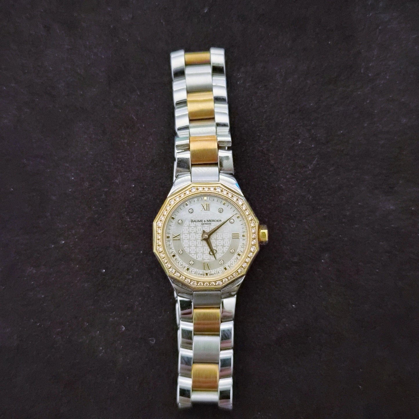 $5,800 Baume & Mercier Riviera 18K Yellow Gold Steel Diamond MOP Ladies Watch