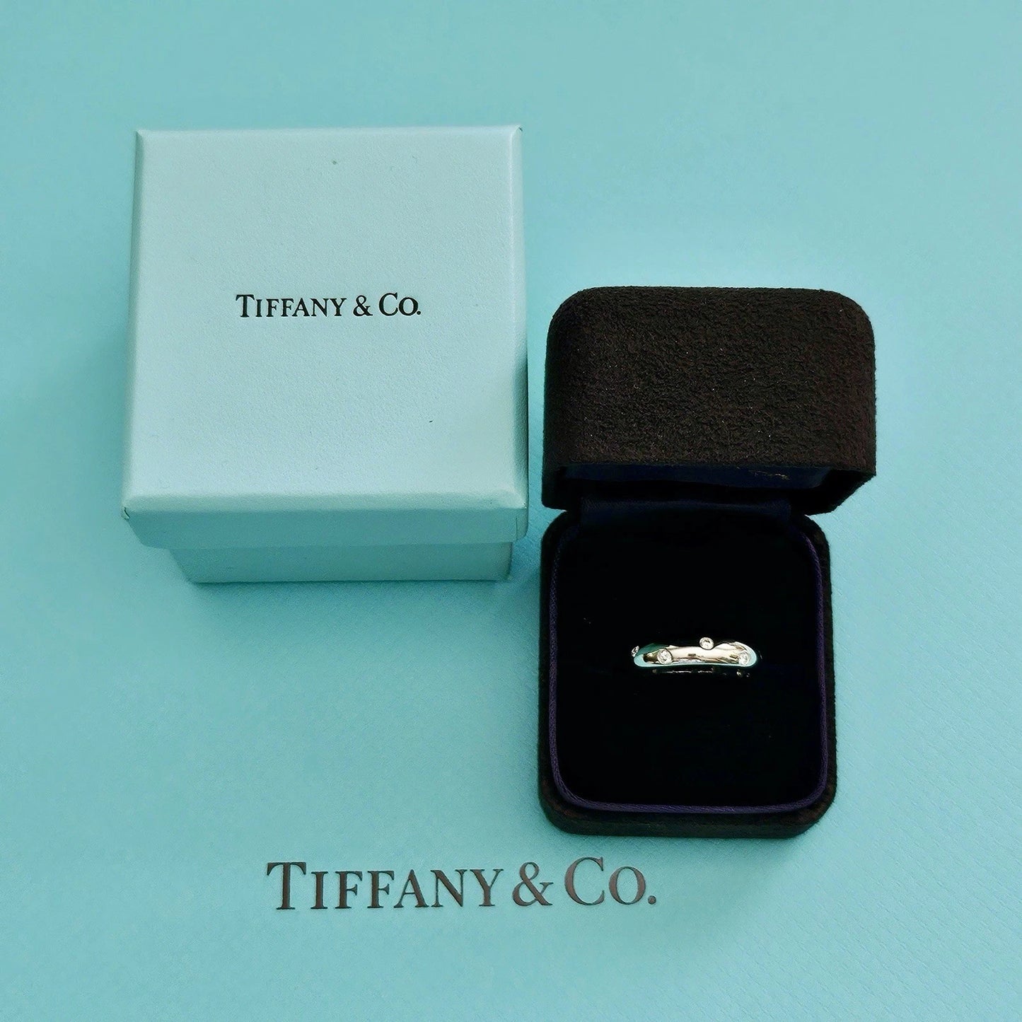 $3,300 Tiffany & Co. Etoile Platinum Diamond 4mm Wedding Anniversary Band Ring