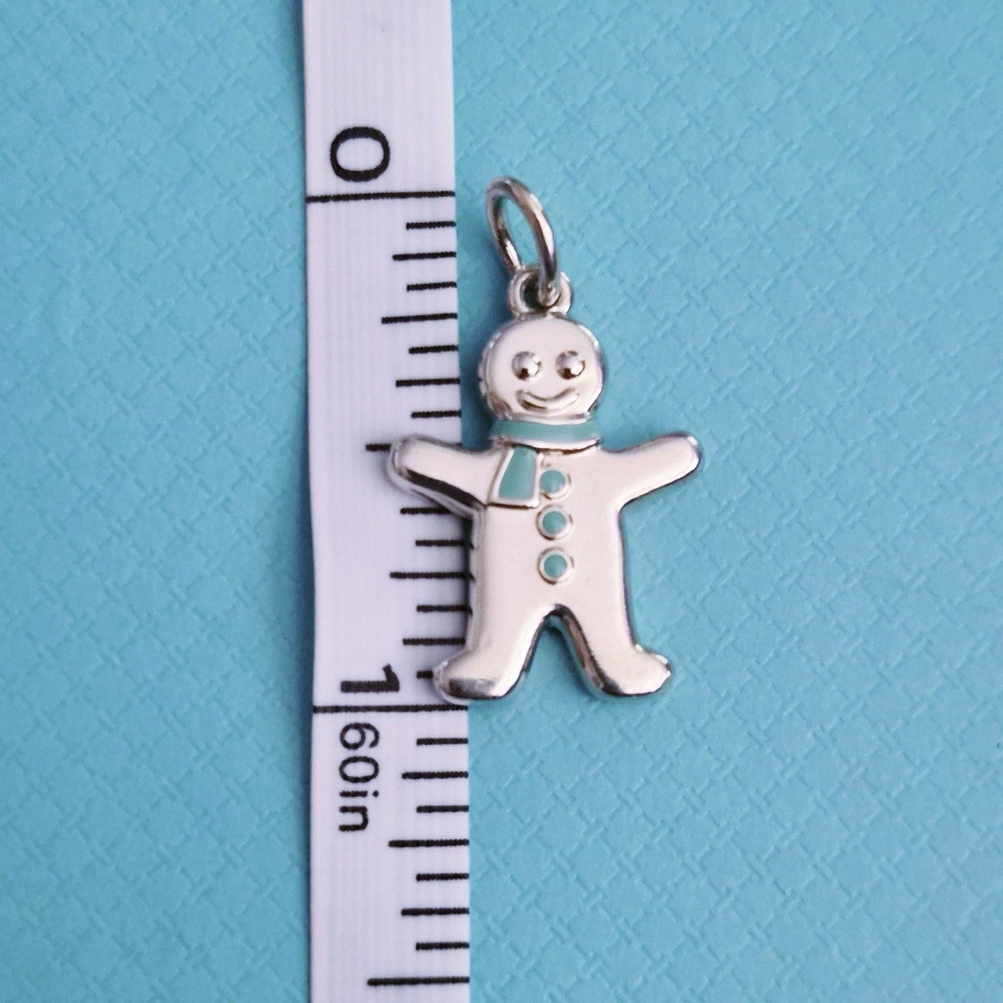 RARE Tiffany & Co. Blue Enamel Silver Gingerbread Man Christmas Charm Pendant