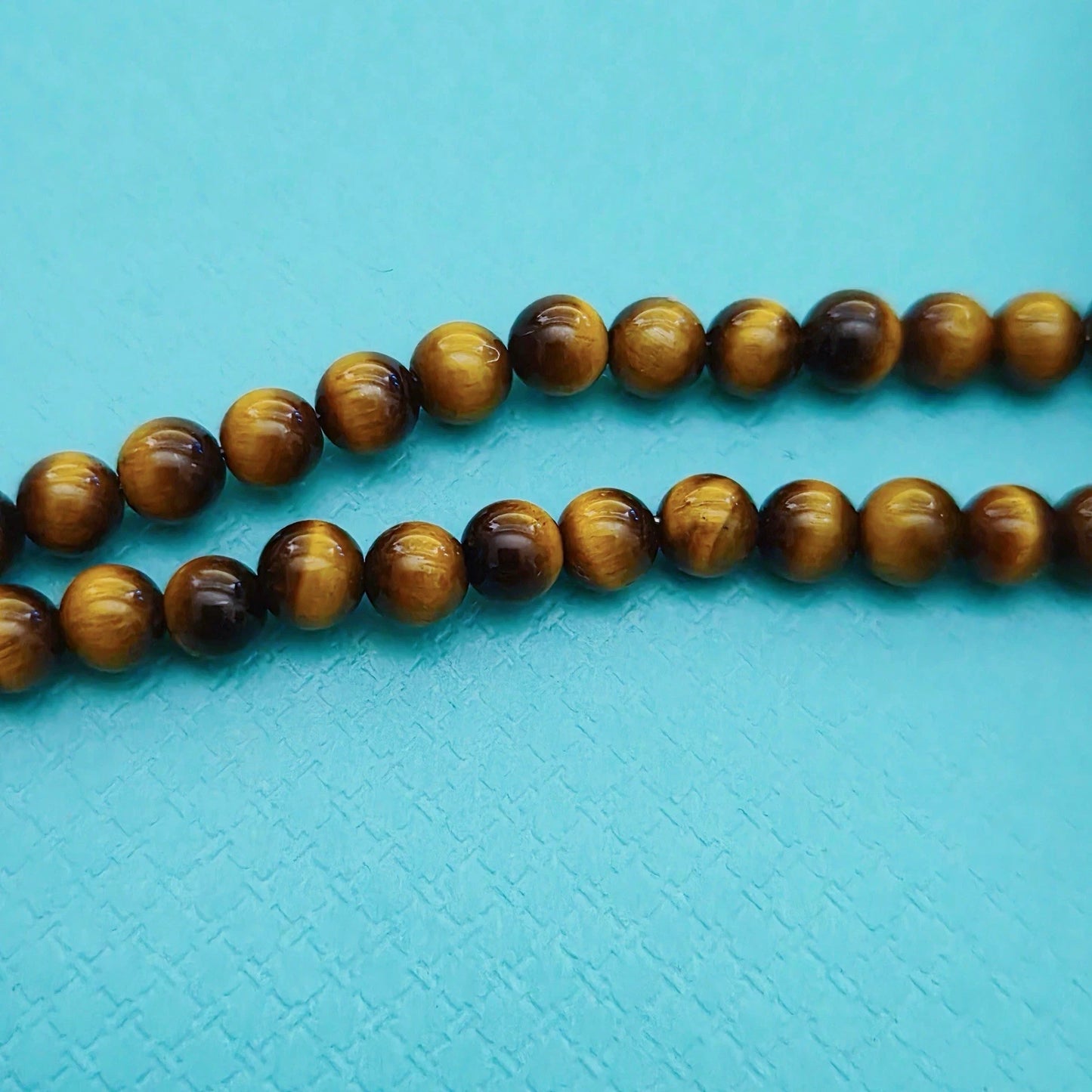 RARE Tiffany & Co. 18K Gold 4mm Tiger Eye Bead Bracelet Return To Tiffany Tag