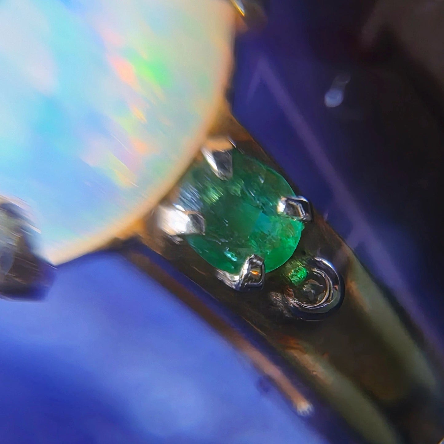 RARE Vintage Tiffany & Co. Opal Emerald Ring 14k Yellow Gold Oval Cabochon Ring