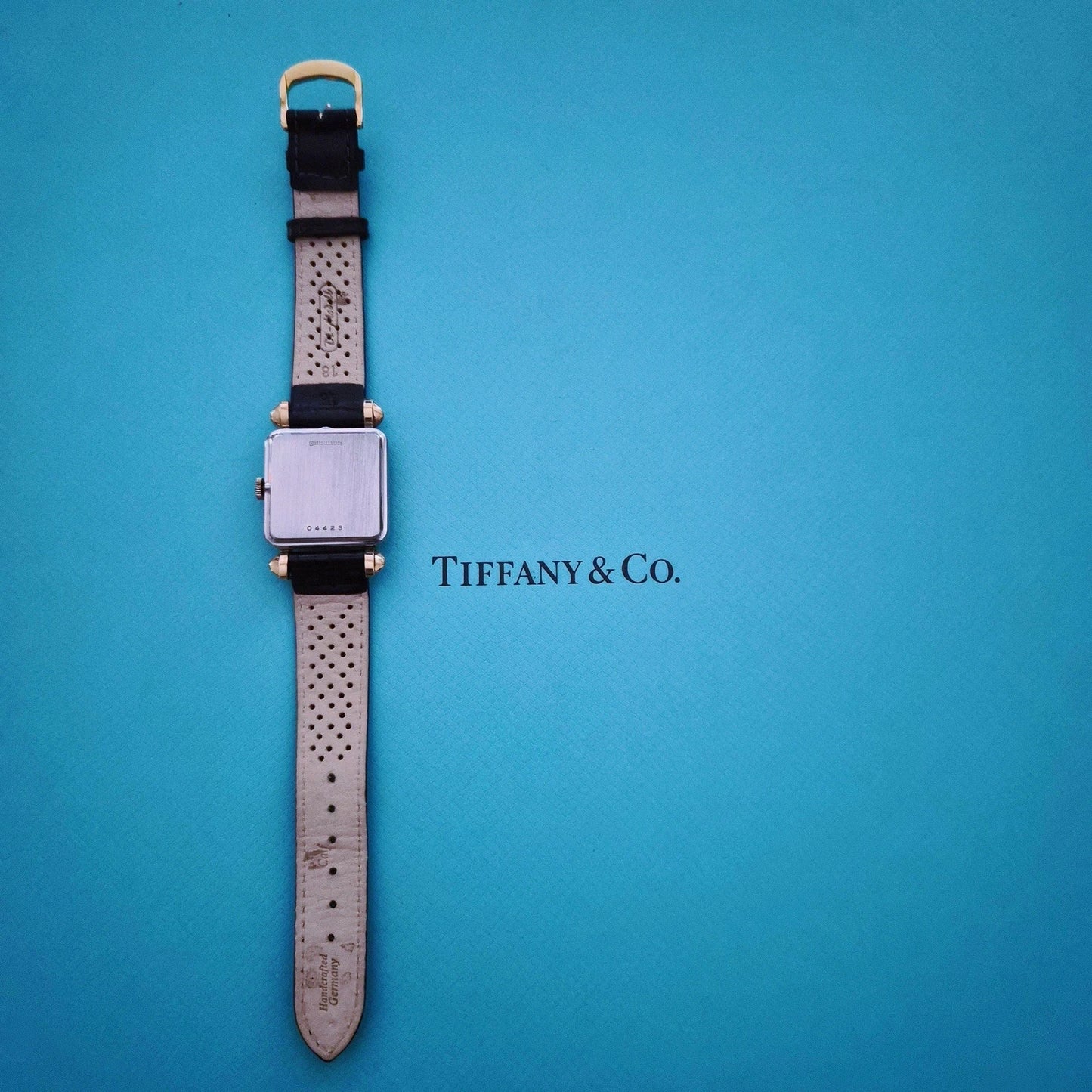 Vintage Tiffany & Co. Square Watch Ruby Diamond Dial Manual Winding Circa 1950