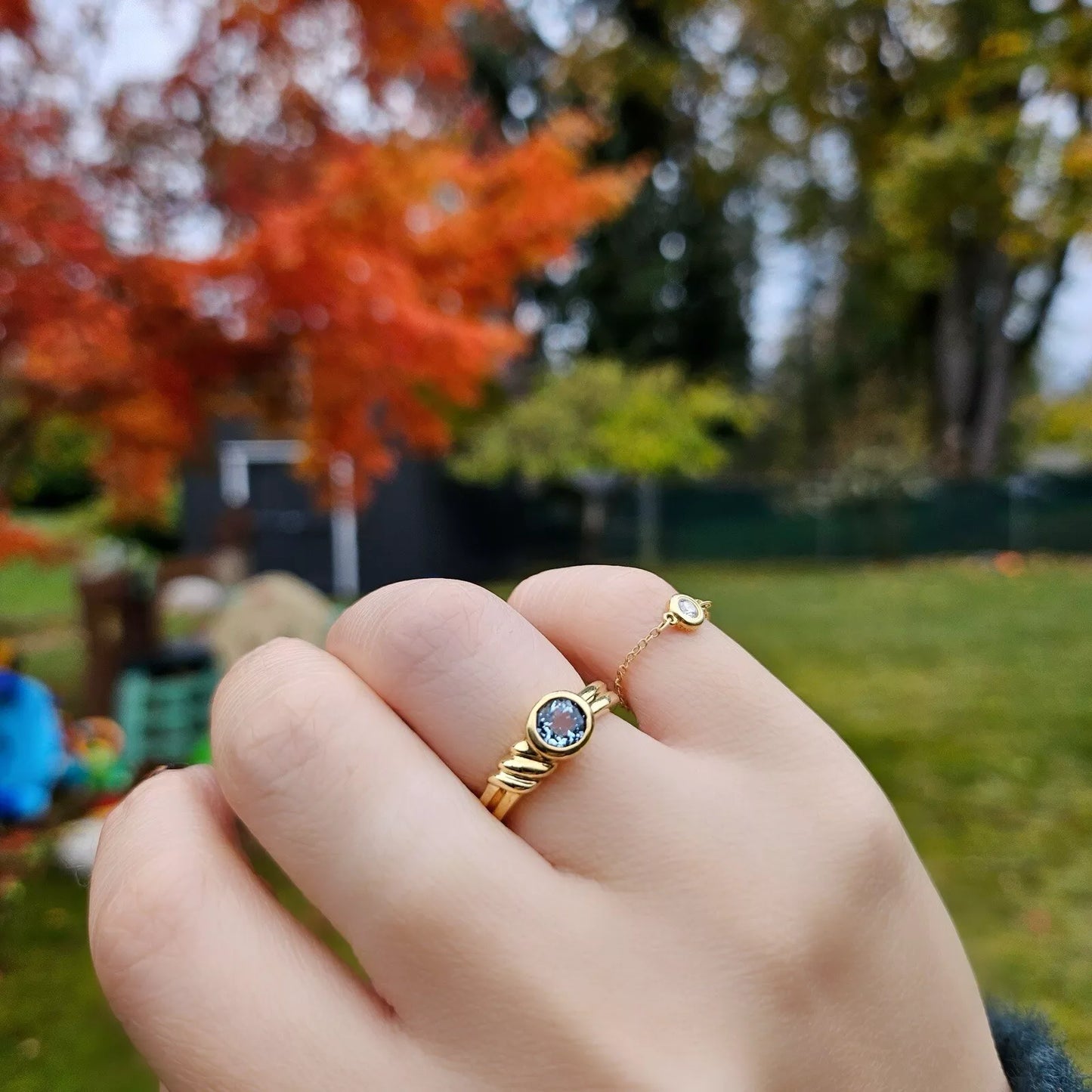 Vintage Tiffany & Co. 18k Yellow Gold Aquamarine Benzel Set Ring